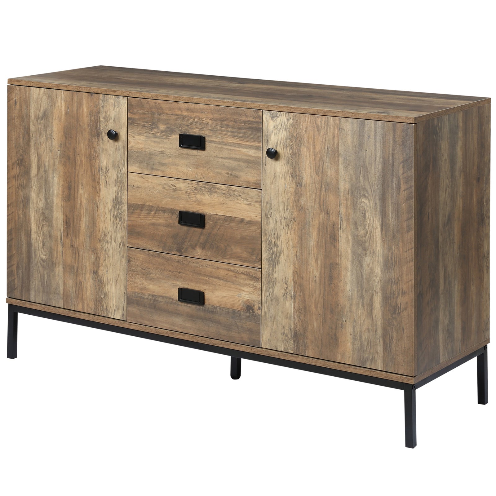 Industrial Sideboard Storage Cabinet Distressed Brown