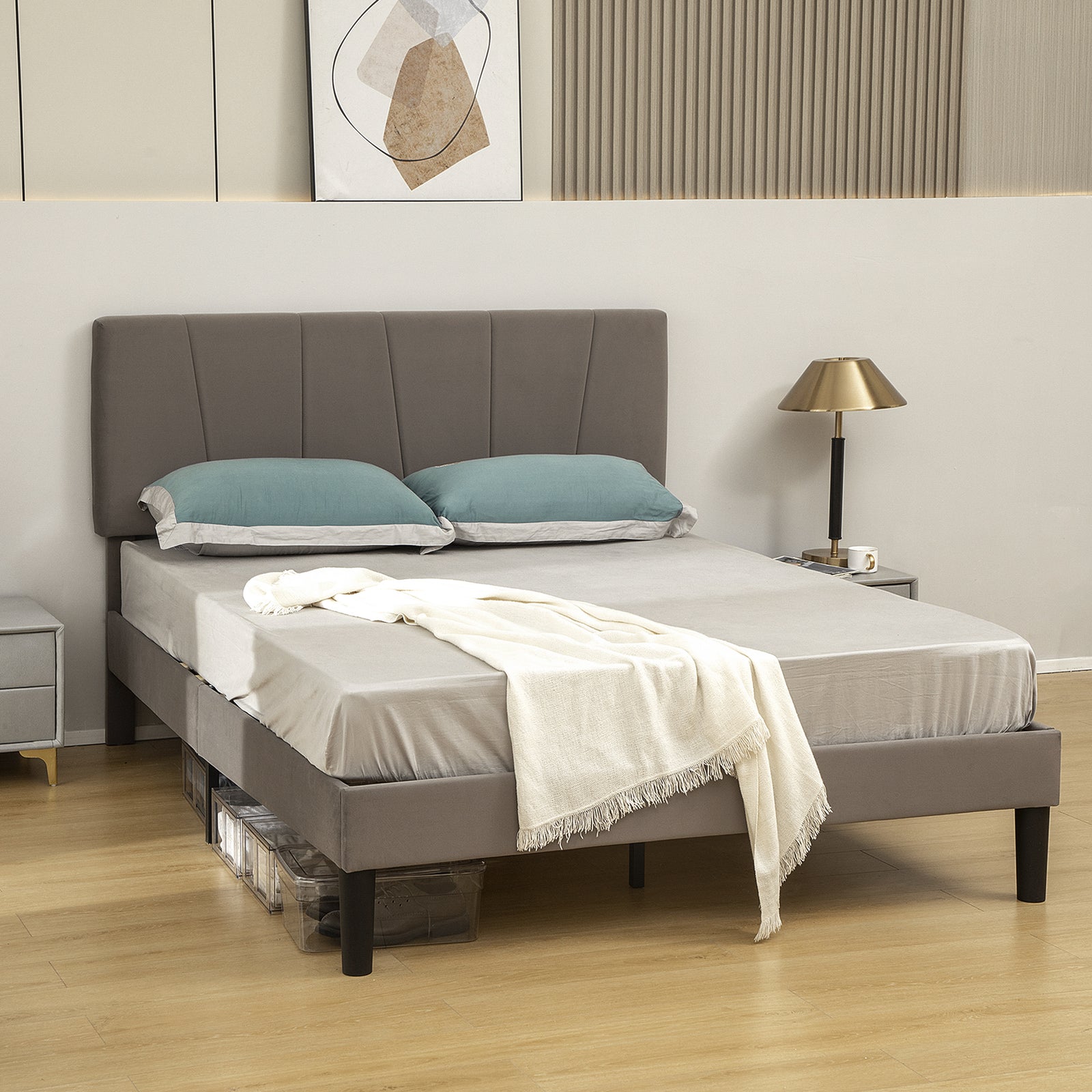 Double/king Bed Frame With 5 Level Adjustable Headboard | Double