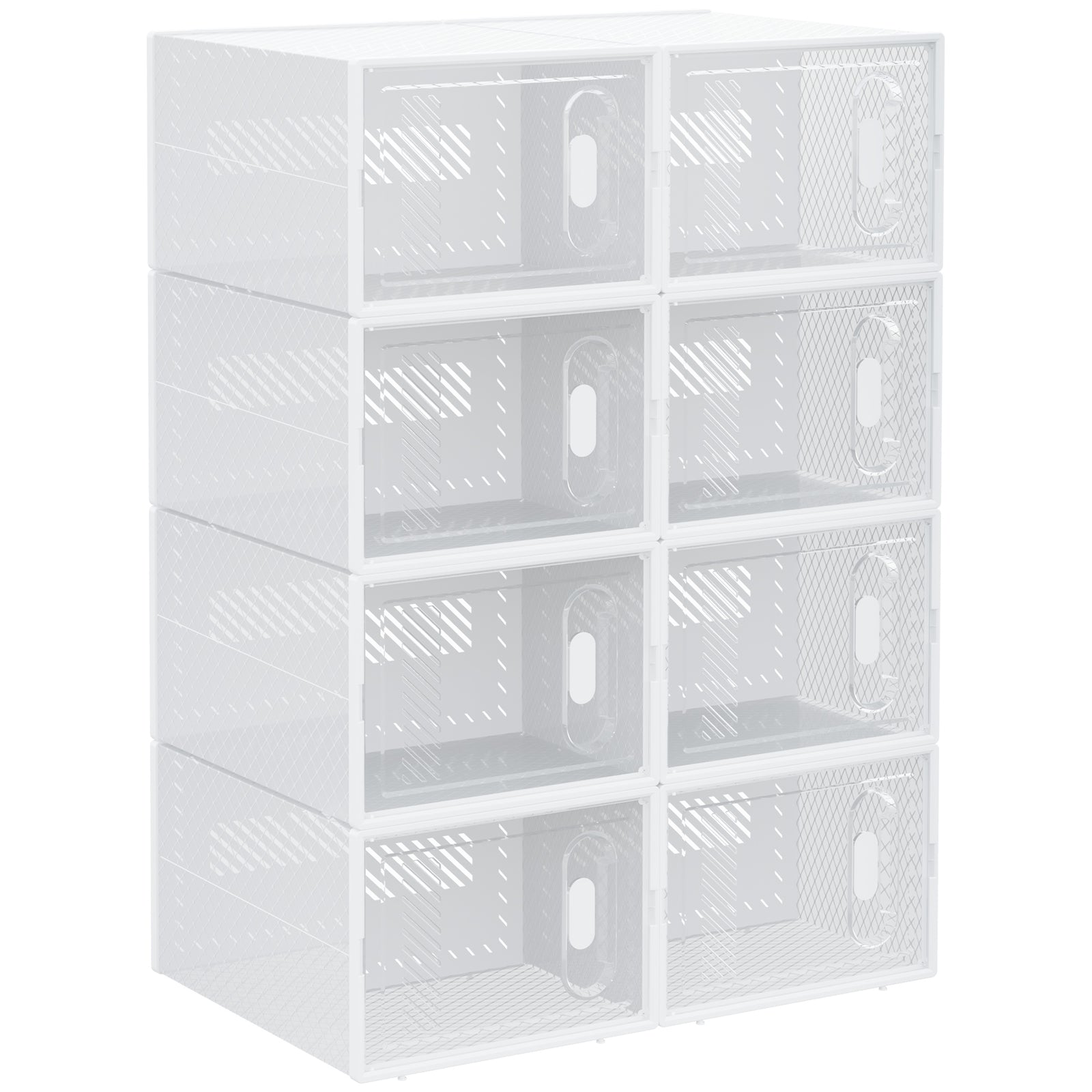 8pcs Clear Plastic Shoe Storage Box For Uk/eu Size 8.5/43