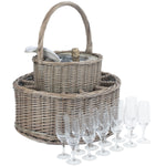 Chilled Drinks Picnic Wicker Basket With 12 Glasses