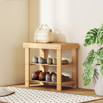 3-tier Bamboo Shoe Bench With 2 Shelves For Entryway | Brown