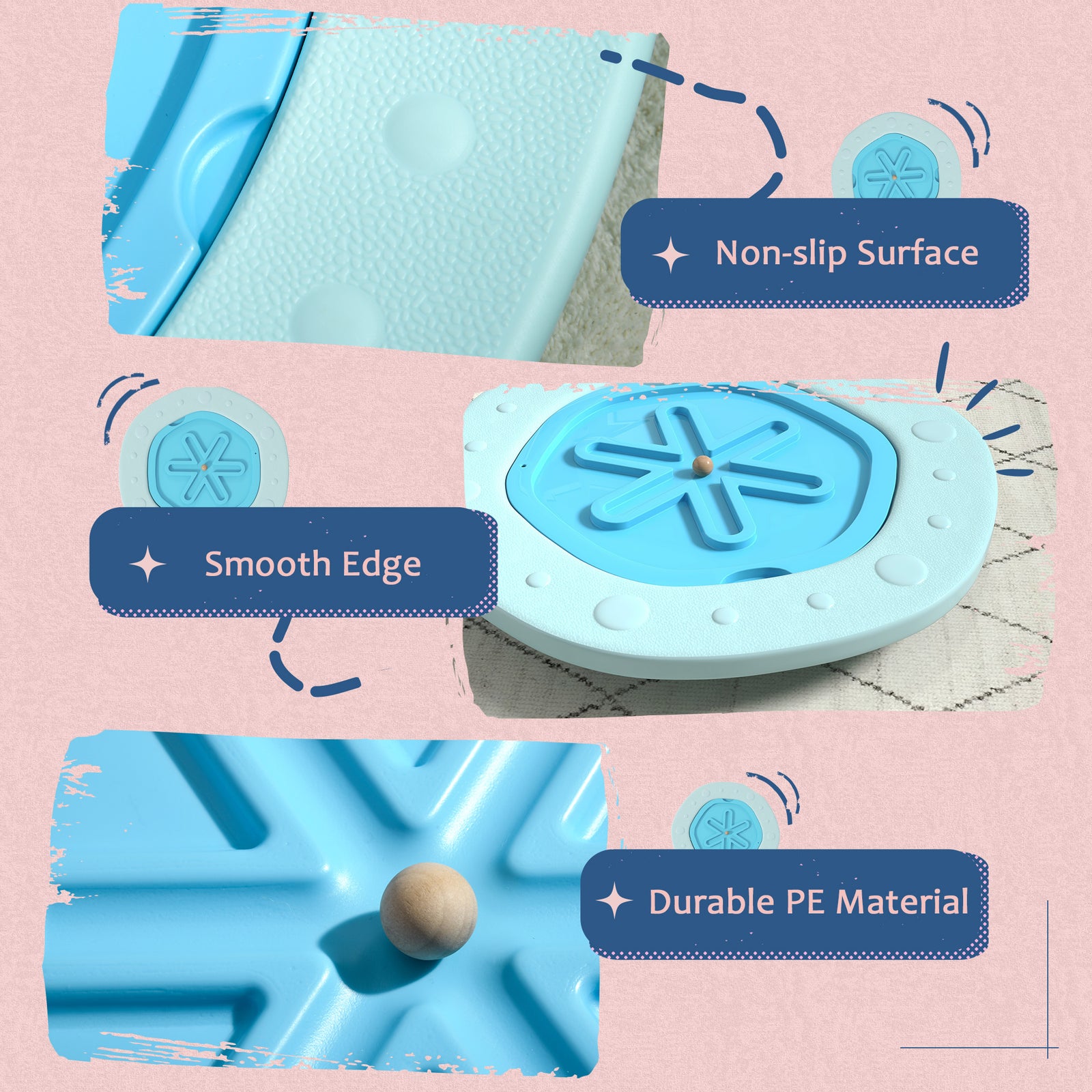 2 In 1 Balance Board, Kids Wobble Board With Ball - Blue | Blue