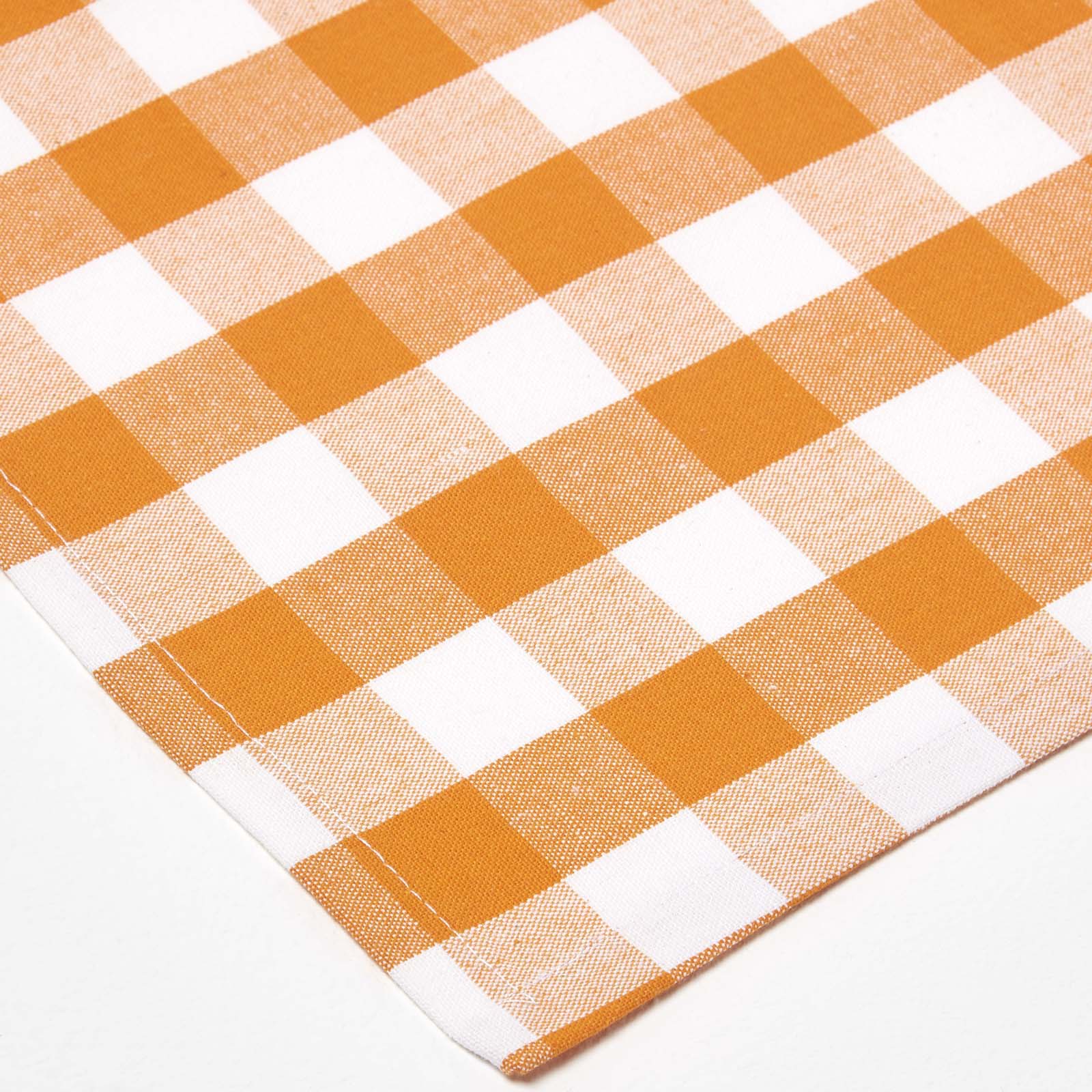 Block Check Cotton Gingham Napkins, Set Of 4 | 45cm x 45cm | Orange