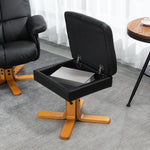 Recliner Chair And Footstool Pu Leather Wooden Base | One Size | Black