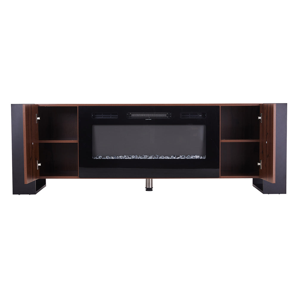36-inch Recessed Electric Fireplace Tv Stand With Remote Control, 12 Flame Colors & 5 Brightness Levels | Walnut