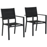 2 Pcs Dining Chairs, Stackable Design Aluminium Outdoor | Black