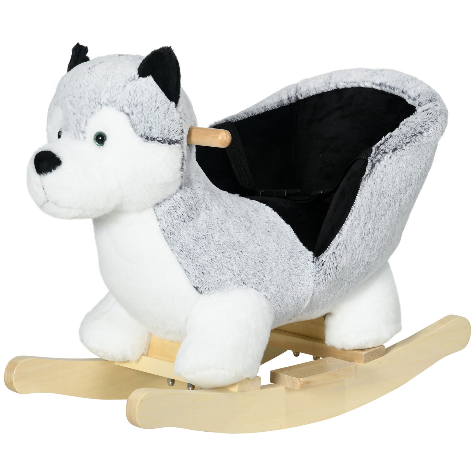 Husky-shaped Baby Rocking Horse With Seatbelt, For Ages 18-36 Months