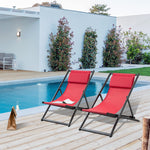 Set Of 2 Folding Garden Beach Aluminium Frame Deck Chairs | White