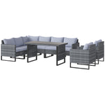 9 Piece Rattan Set, 8 Seater Corner Sofa