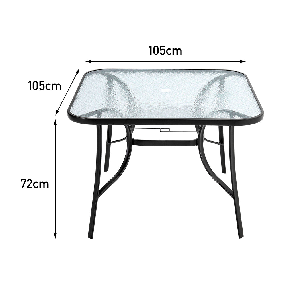 3 Pieces Patio Furniture Set Tempered Glass Outdoor Coffee Table And Foldable Chairs
