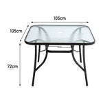 5 Pieces Garden Dining Set Tempered Glass Outdoor Patio Table and Chairs
