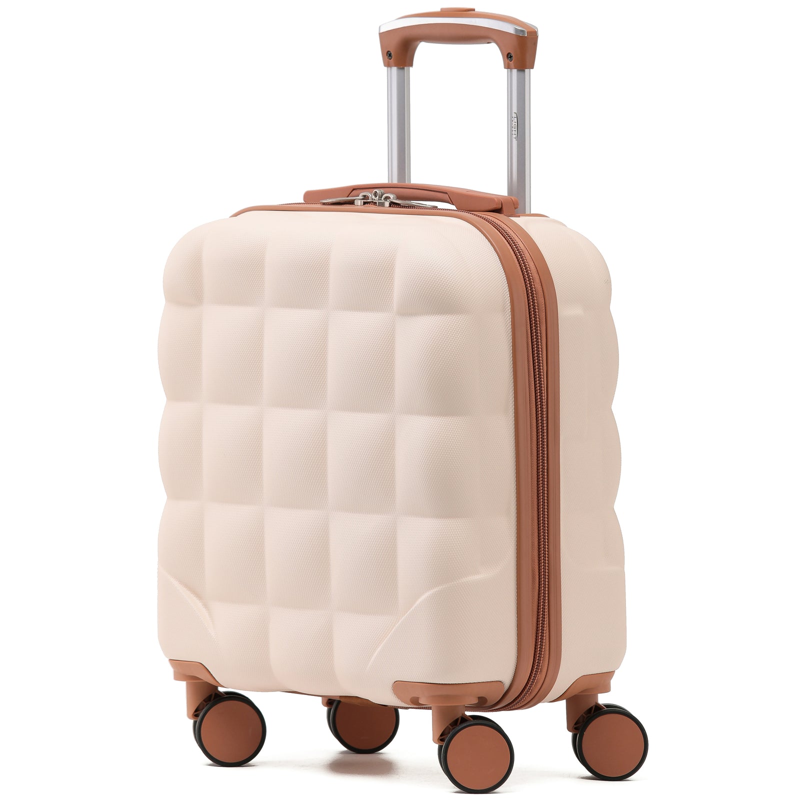 45x36x20cm Lightweight Underseat Cabin Carry On Suitcase - 100+ Airline Approved - Hard Shell Luggage - 4 Wheels - Bubble Design | Cabin | Cream