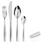 Cutlery Set Stainless Steel Fork Spoon Flatware Anydate | Set of 24 | Silver