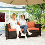 Rattan Wicker 3-seater Sofa Chair Patio Furniture | Orange