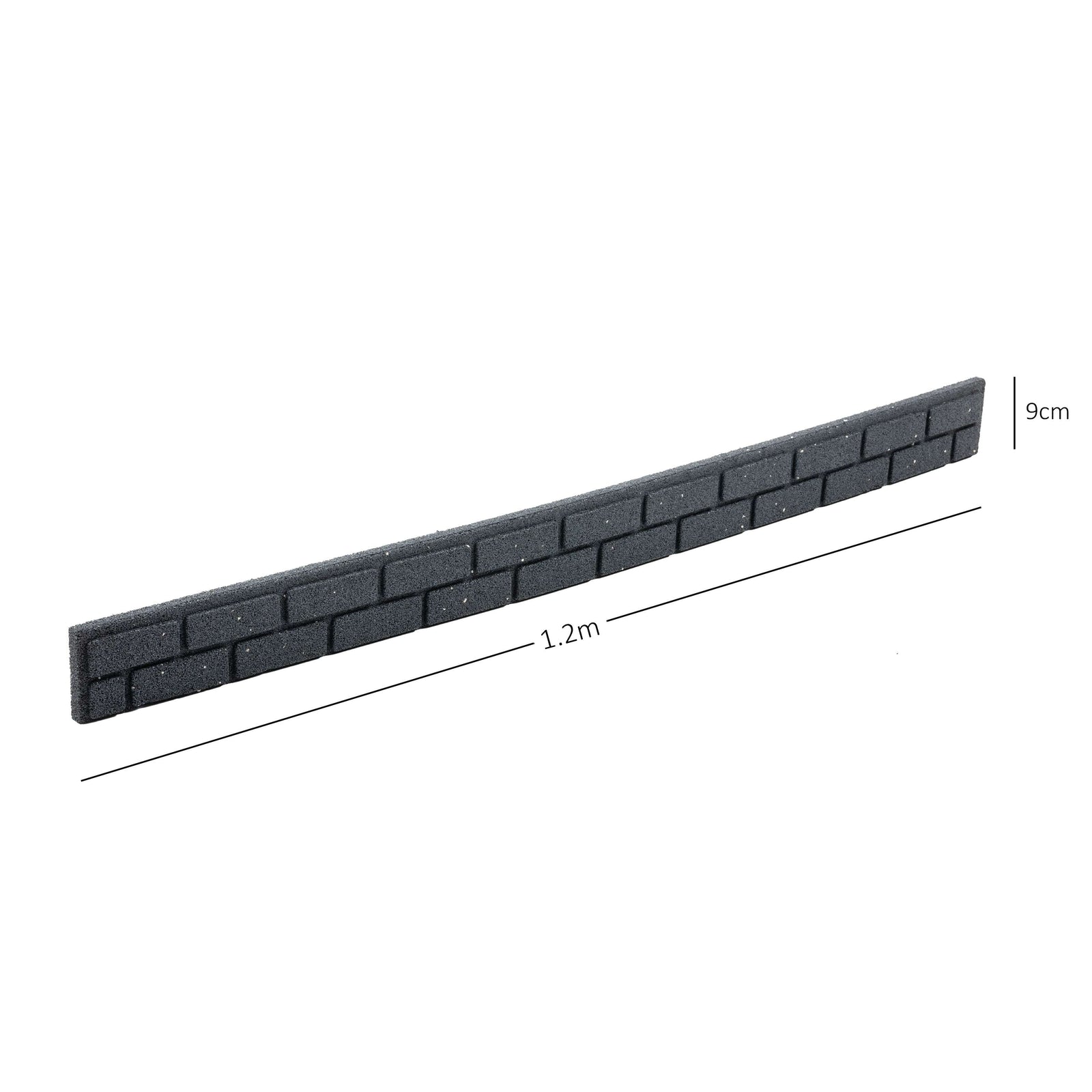 Recycled Rubber Brick Effect Garden Edging Border 1.2m | Set of 8 | Gray