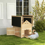 Pawhut Wooden Duck House, Poultry Coop With Double Doors, Openable Roof