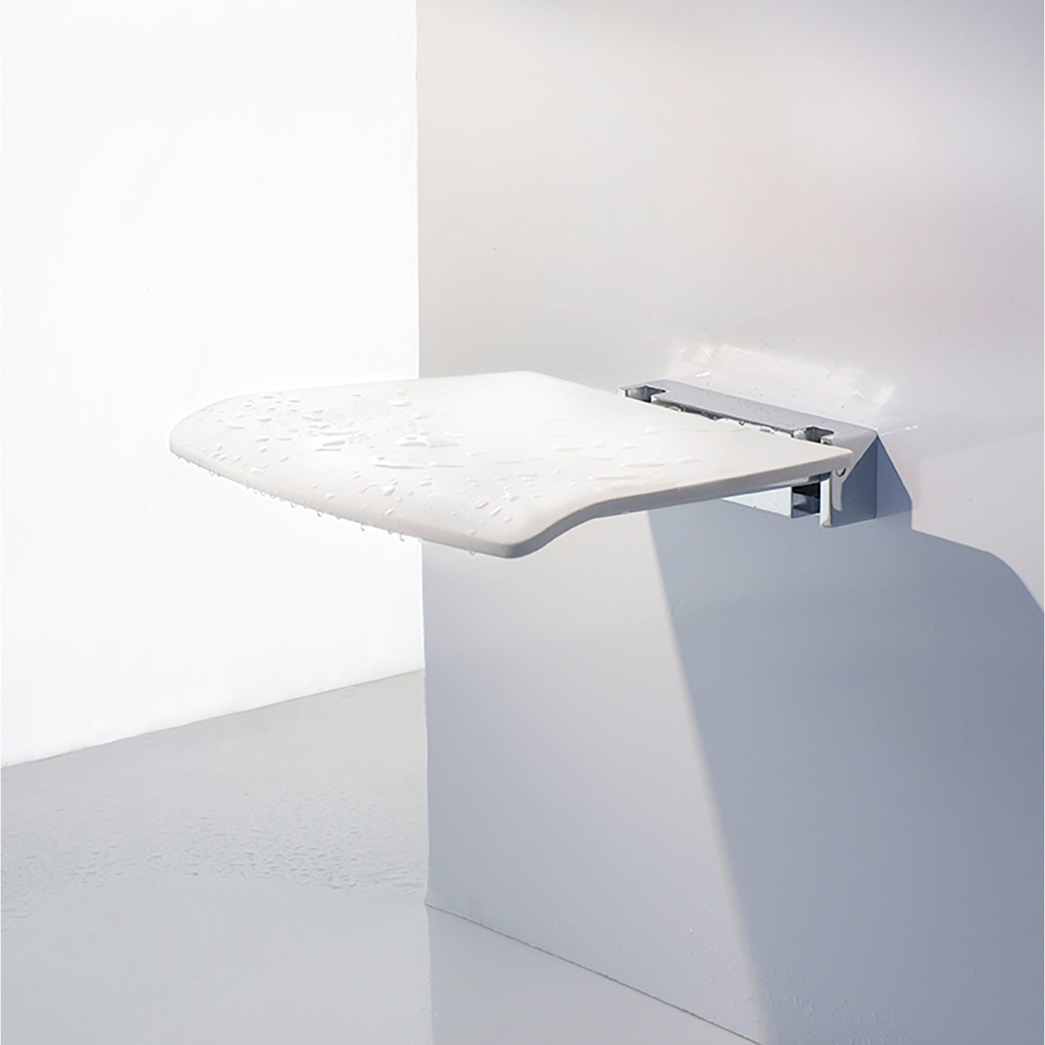 Folding Shower Chair Wall Mounted Bathroom Seat | White