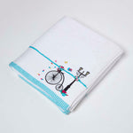 Turkish Cotton Embroidered Bicycle White Towel | Bath Sheet | White
