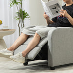 Linen Fabric Manual Reclining Chair With Padded Seat
