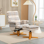 Recliner Chair And Footstool Pu Leather Wooden Base | One Size | Multi Colour