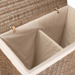 Large Wicker Cotton Lined Rectangular Partition Laundry Basket
