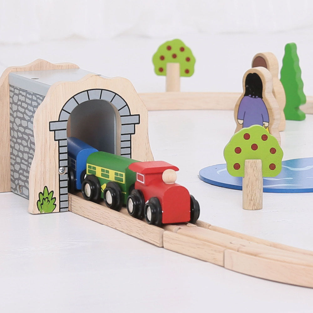 Grey Stone Wall Tunnel for Wooden Train Sets