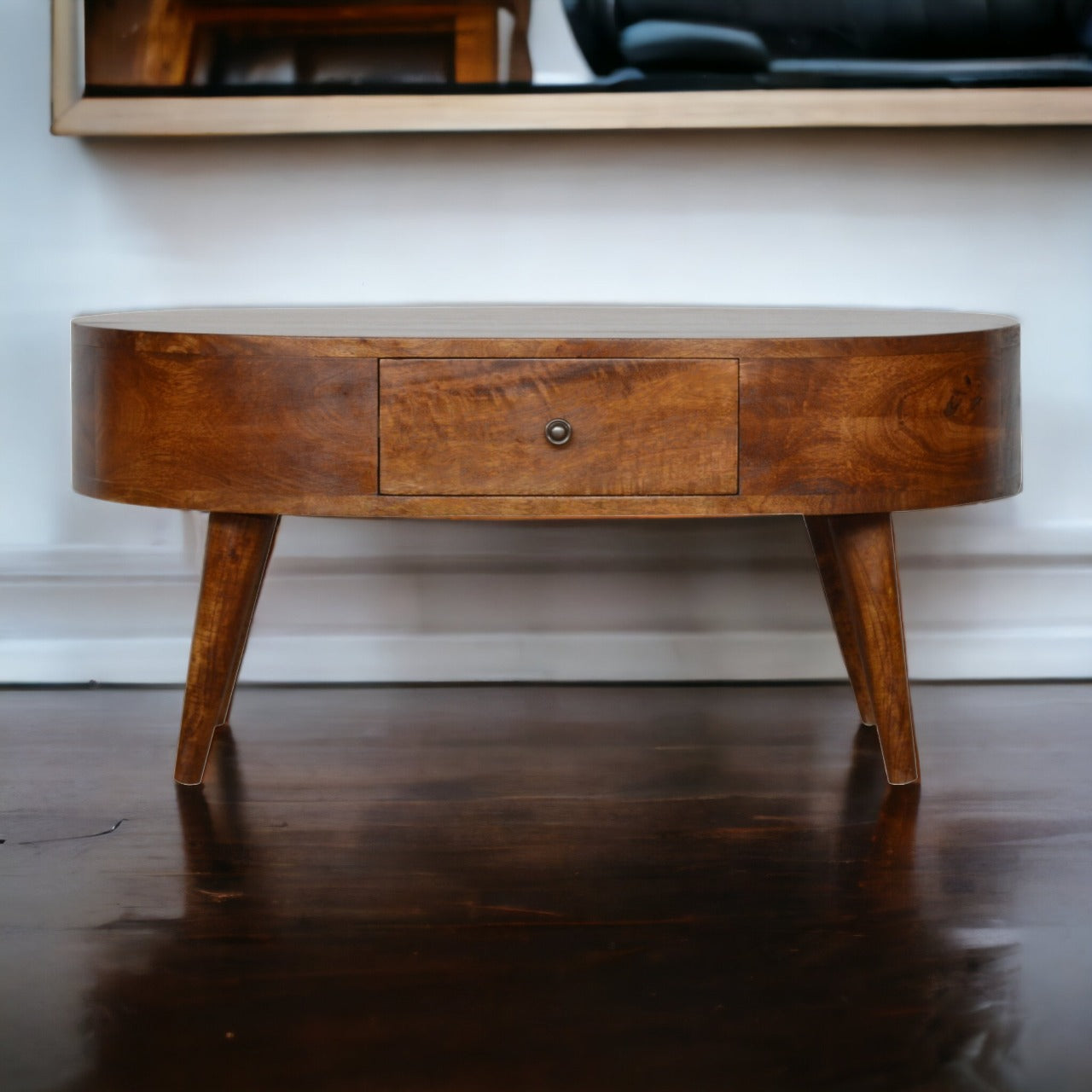 Solid Wood Chestnut Rounded Coffee Table