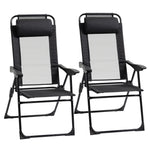 2 Pcs Folding Recliner Chairs With Adjustable Backrest | Black