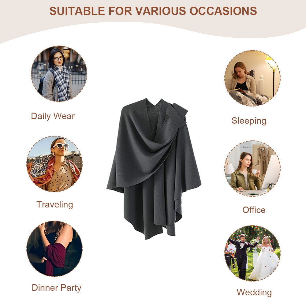 Elegant Cross Front Shawl Wrap | Dark Grey