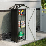Metal Garden Storage Cabinet 2.7×1.9 Ft Apex Roof Shed With Adjustable 2 Shelves &  Lockable Doors