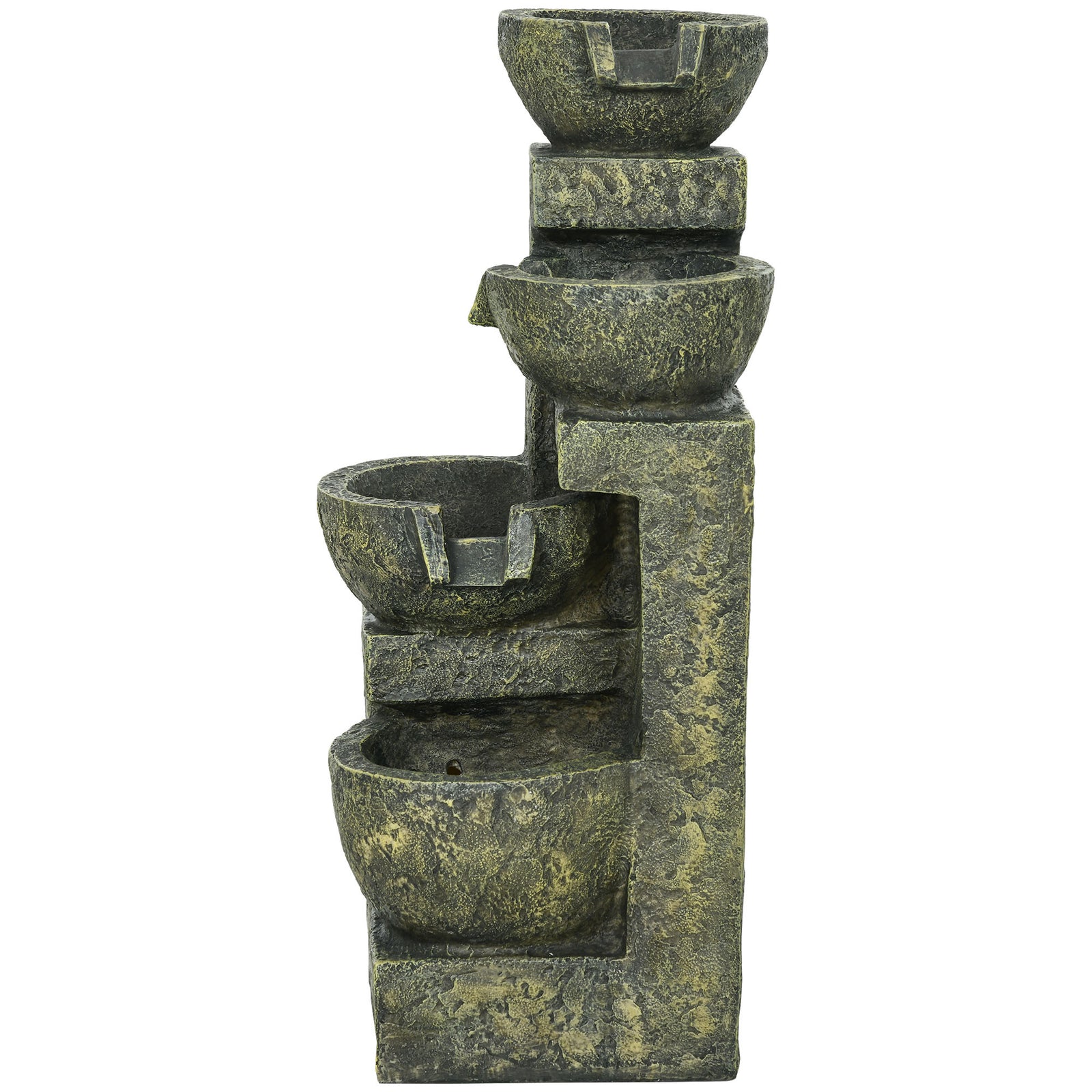 4-tier Stacked Stone Cascade Waterfall Feature, Black/yellow