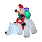 1.83m H Inflatable Santa On Polar Bear – Outdoor Christmas Decoration With Animated Head, Led Lights & Air Blower