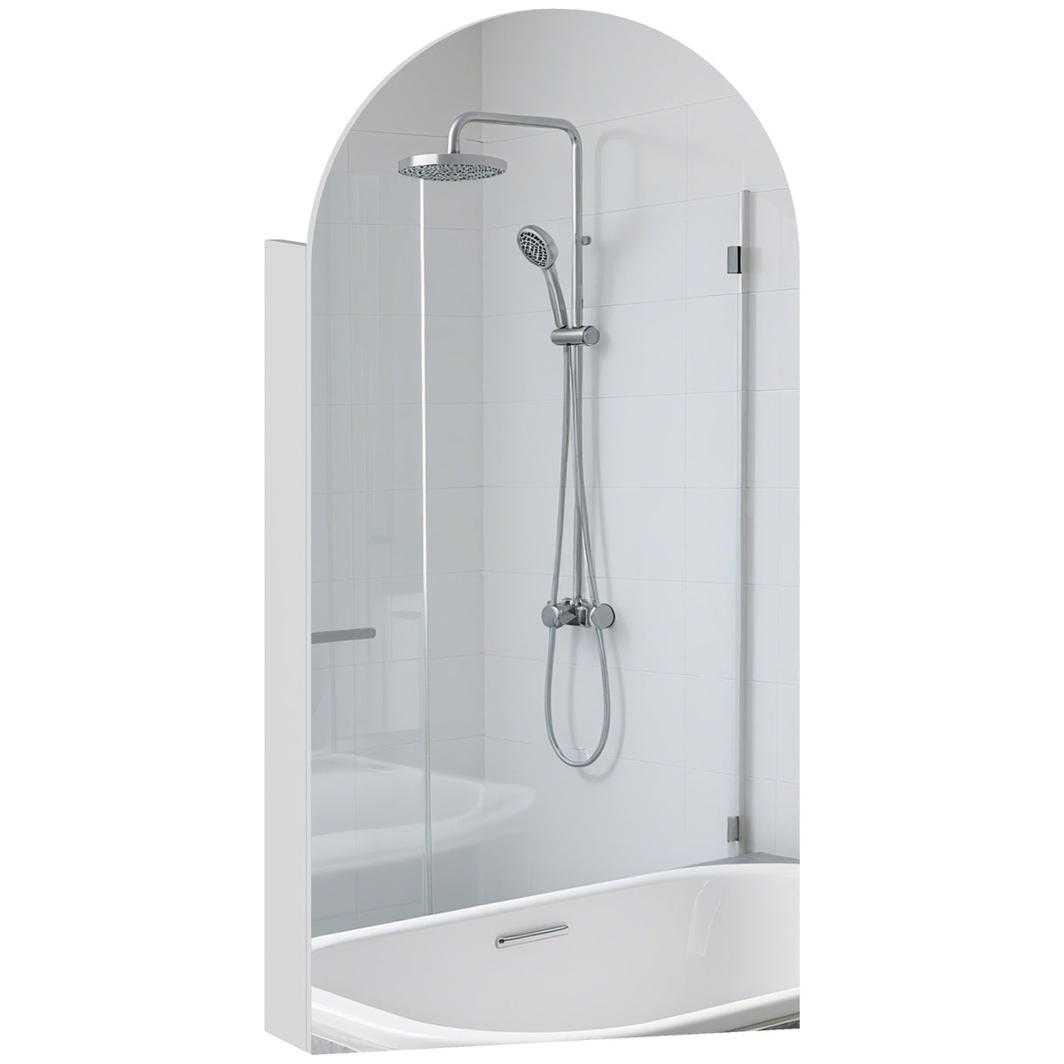 Bathroom Mirror Cabinet With Adjustable Glass Shelves | White