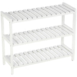 3-tier Shoe Rack Wood Frame Slatted Shelves Hygienic Storage | One Size | White