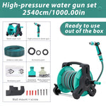 High Pressure Water Gun Hose Reel Set 10m/15m/20m/25m/30m, Ready To Use Garden Watering Kit With Wall Mount & Accessories | 25m