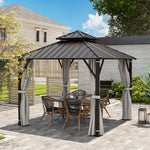 3 X 3(m) Hardtop Gazebo W/ Metal Roof, Netting And Curtains