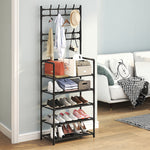 Entryway 5 Tier Shoe Rack With Coat Hanger