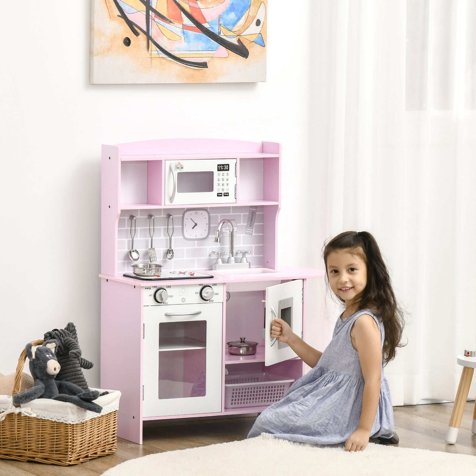 Kitchen Set For Kids W/ Lights Sounds, Microwave, Sink 3-6 Yrs