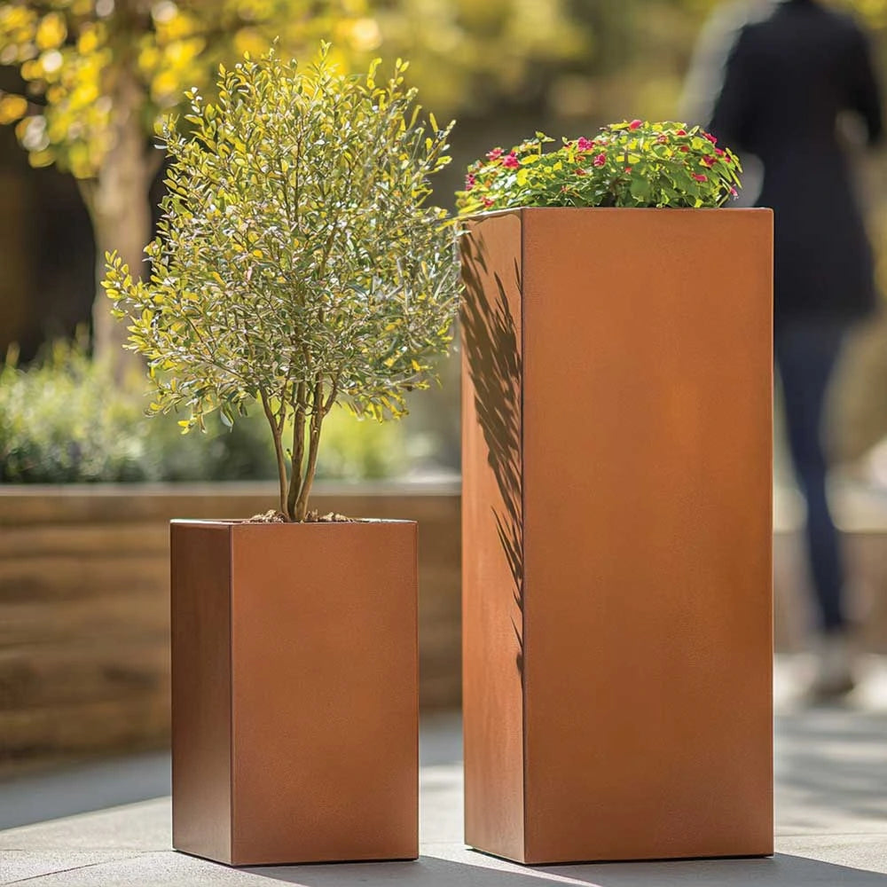 Zinc Galvanised Tall Square Planter | 25cm x 25cm x 50cm | Copper