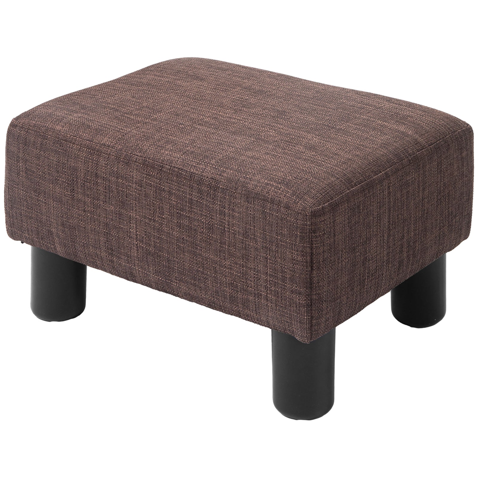 Chic Linen Fabric Footstool Ottoman Cube 4 Plastic Legs | One Size | Brown