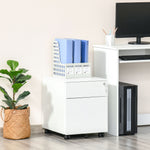 Mobile File Cabinet Steel Lockable With Pencil Tray | One Size | White