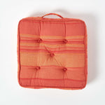 Morocco Striped Cotton Floor Cushion | 40cm x 40cm | Orange