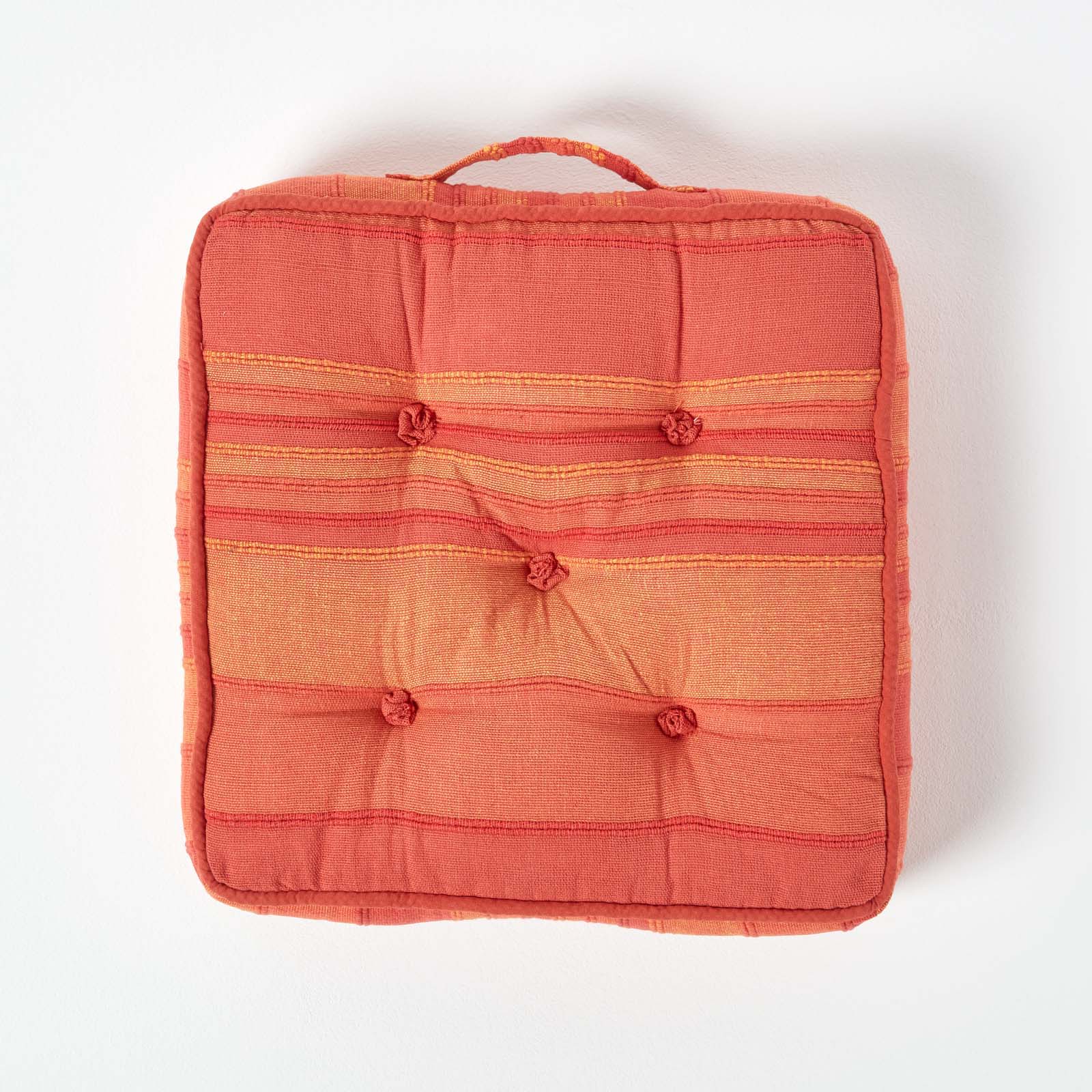Morocco Striped Cotton Floor Cushion | 40cm x 40cm | Orange