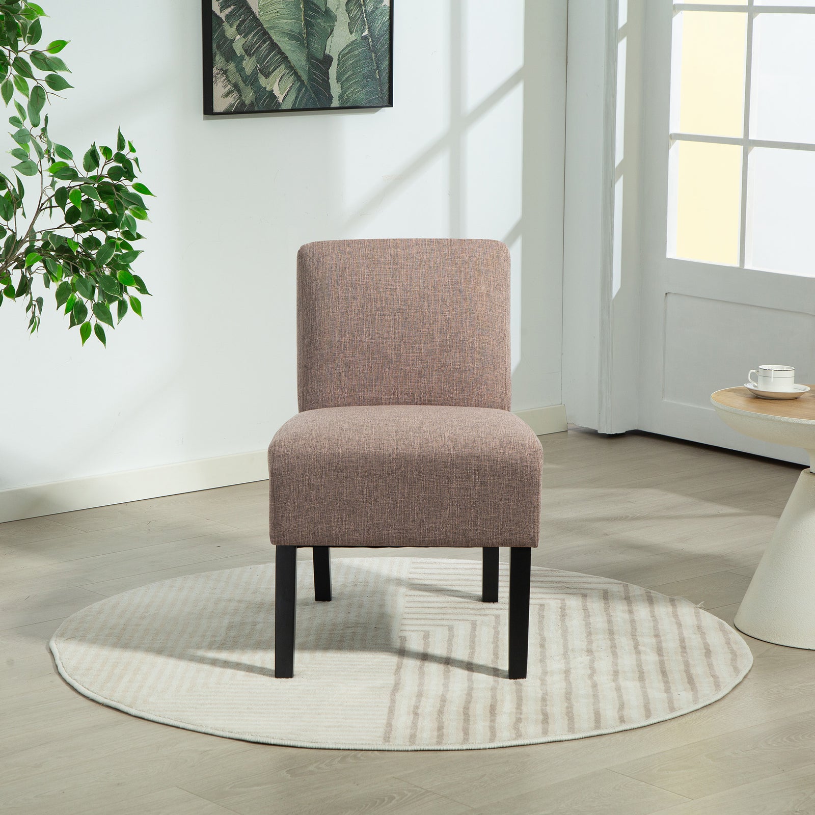 Elara Fabric Armless Accent Chair | Dark Brown