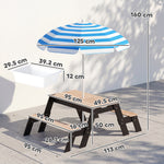 AIYAPLAY 3 In 1 Wooden Kids Picnic Table And Bench Set With Parasol, Natural