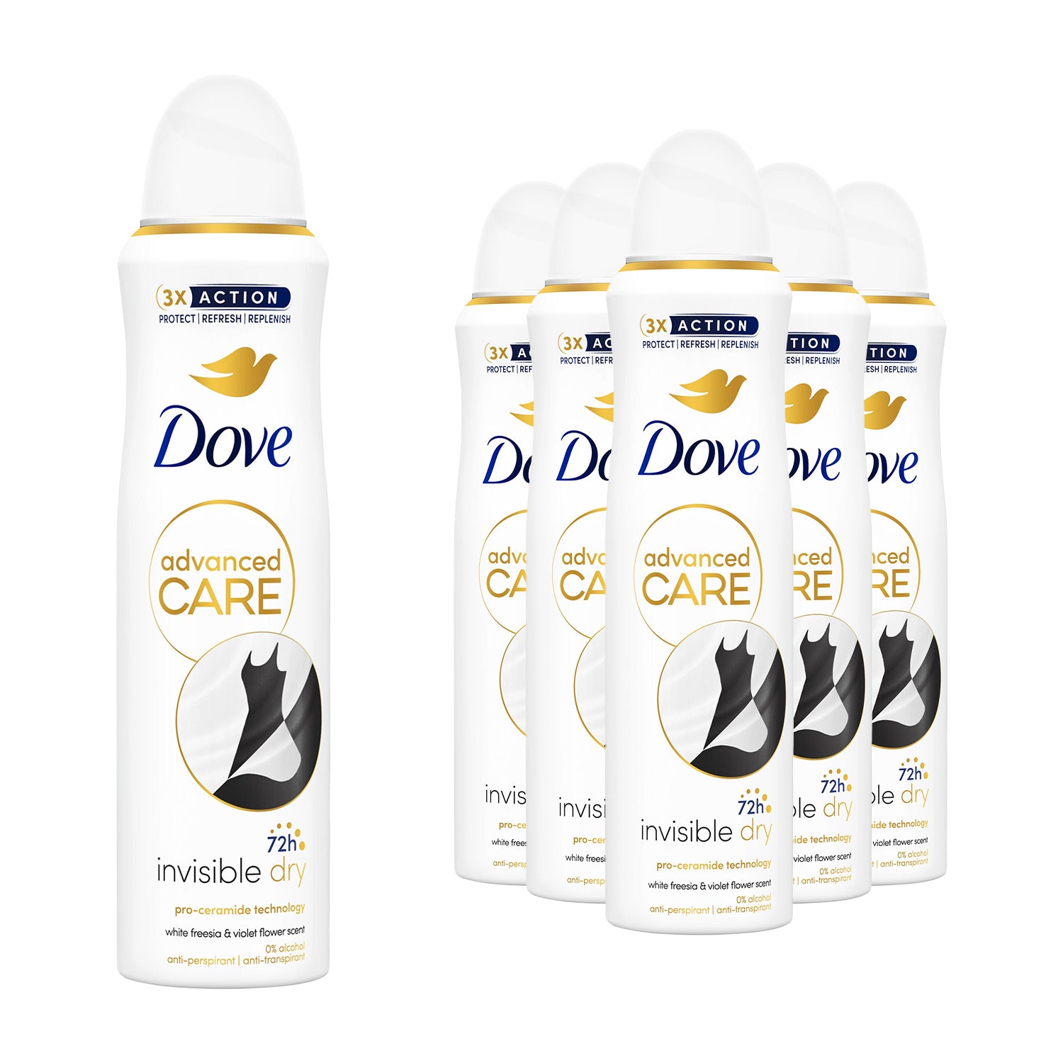 Antiperspirant Advanced Care Invisible Dry 72h Deodorant For Women, 6x150ml | White