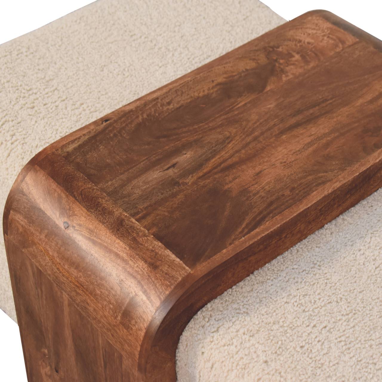 Arden Bench Duo Boucle-upholstered Seats, White And Brown