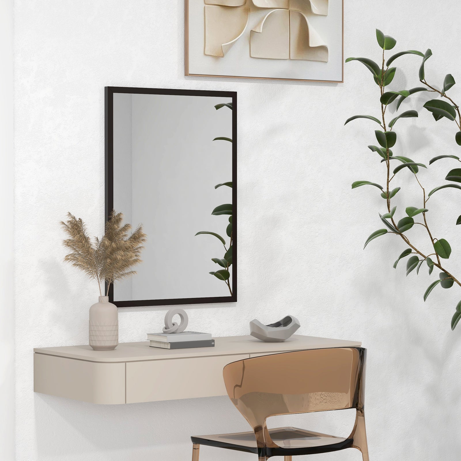 60x40/70x50cm Wall Bathroom Mirror For Home Decor Vanity | Large | Black