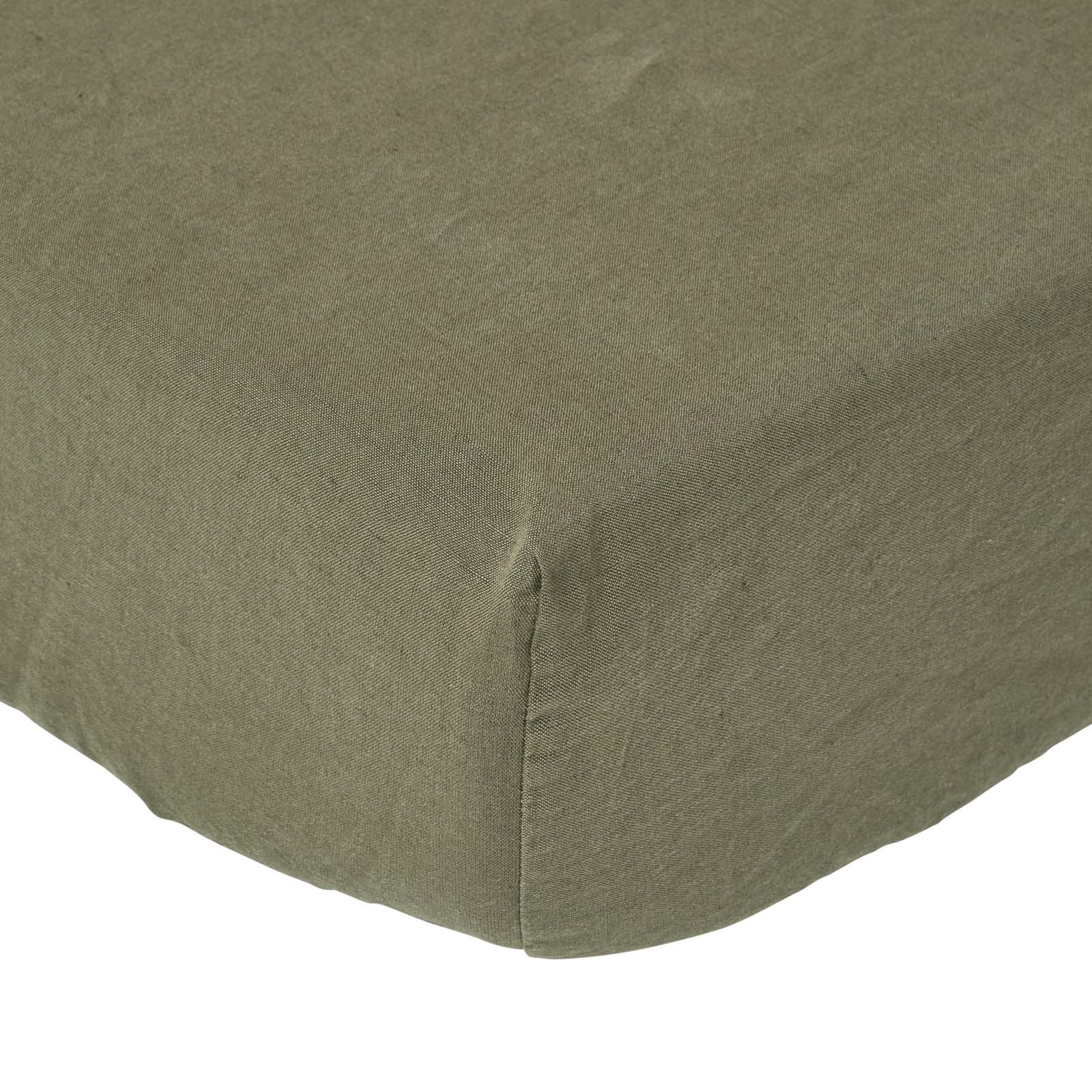 Luxury Linen Deep Fitted Sheet | Double | Khaki Green