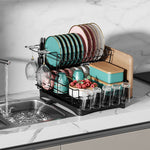 Multifunctional 2 Tier Detachable Dish Drainer Rack
